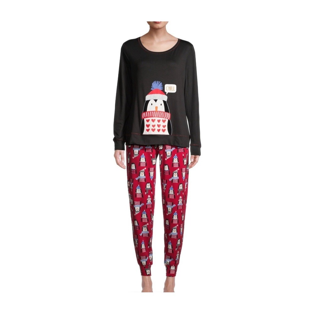 Secret Treasures Women's Pajama Set Long Sleeve Scoop Graphic Top & Pants, Small